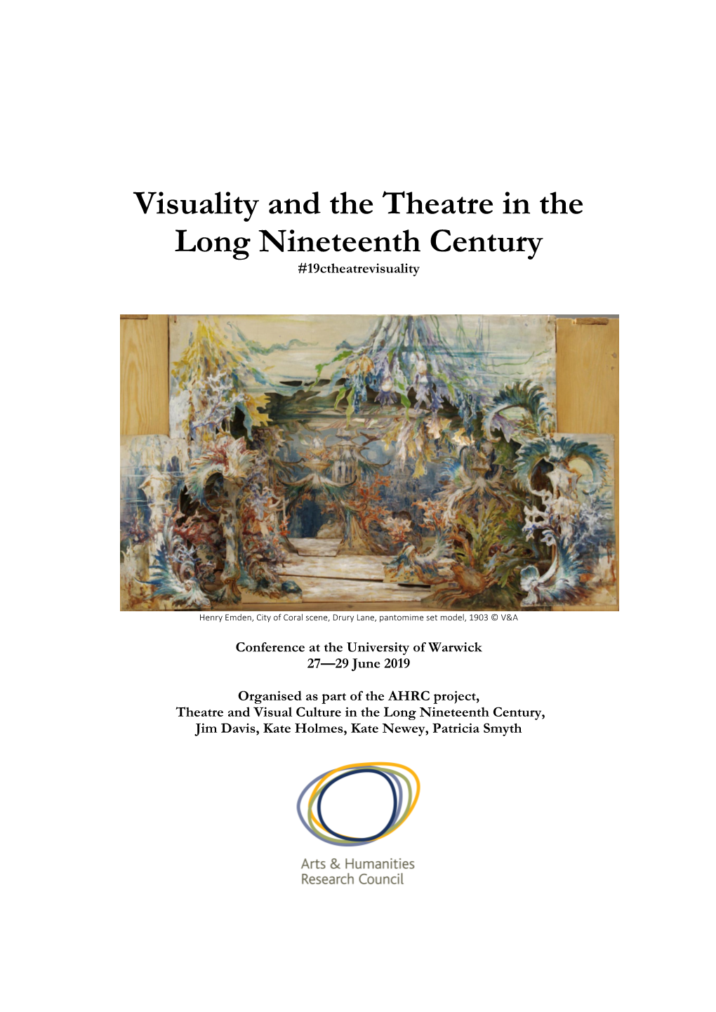 Visuality and the Theatre in the Long Nineteenth Century #19Ctheatrevisuality