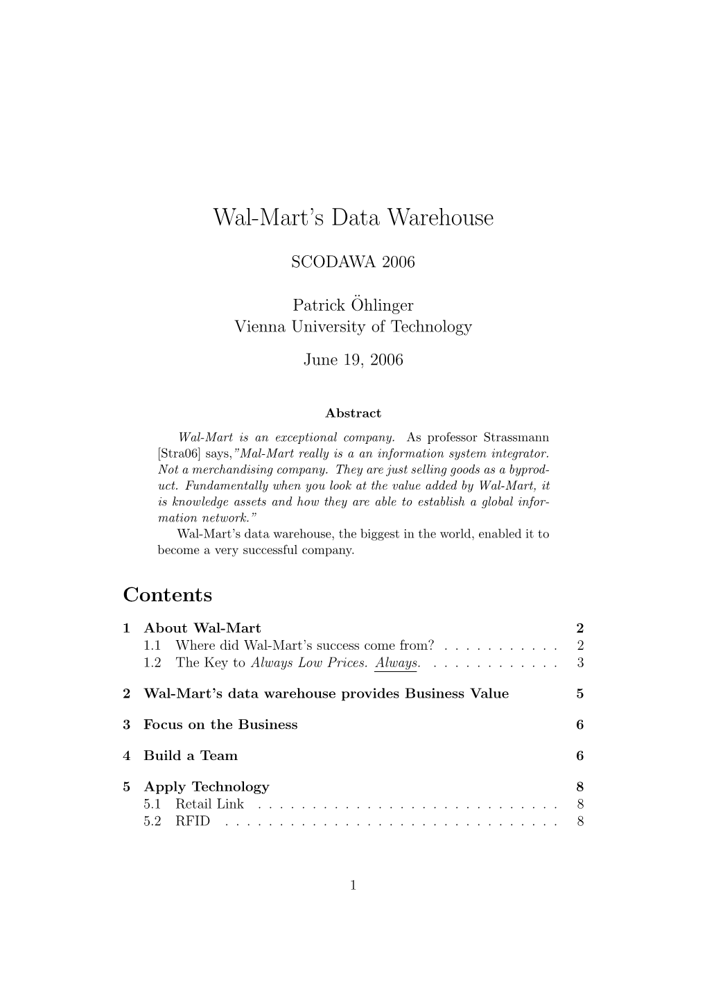 Wal-Mart's Data Warehouse