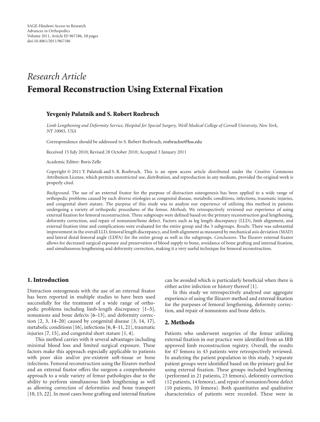 Femoral Reconstruction Using External Fixation