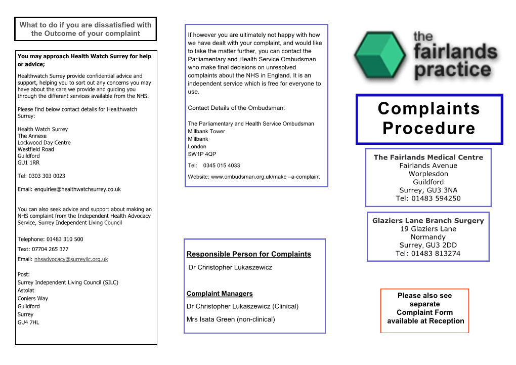 Complaints Procedure