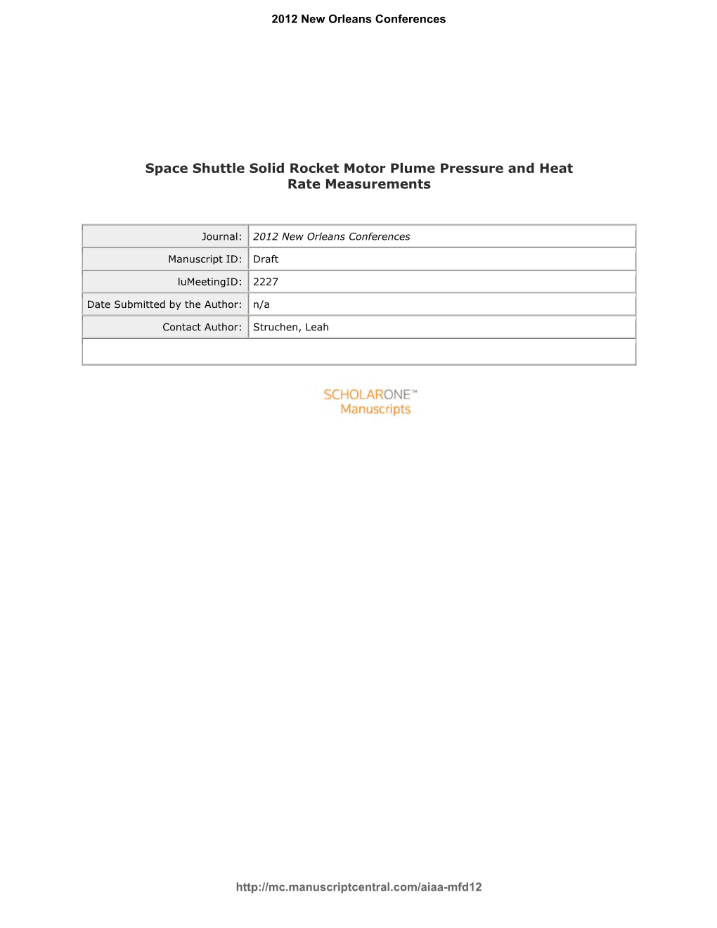 Space Shuttle Solid Rocket Motor Plume Pressure and Heat Rate Measurements