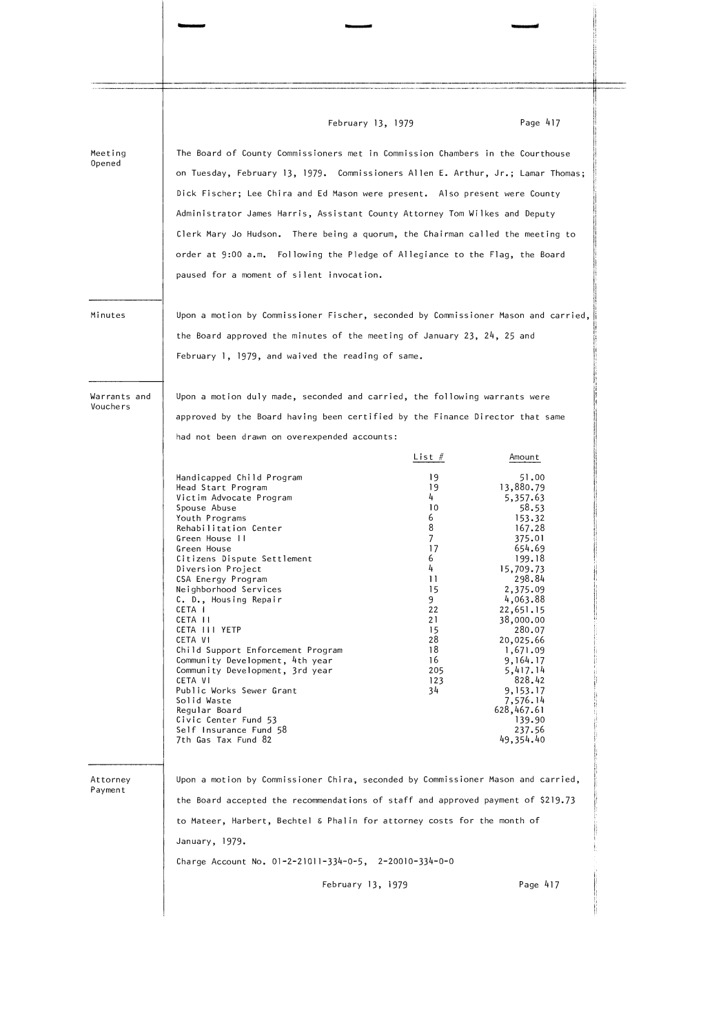 1979-02-13 BCC Meeting Minutes