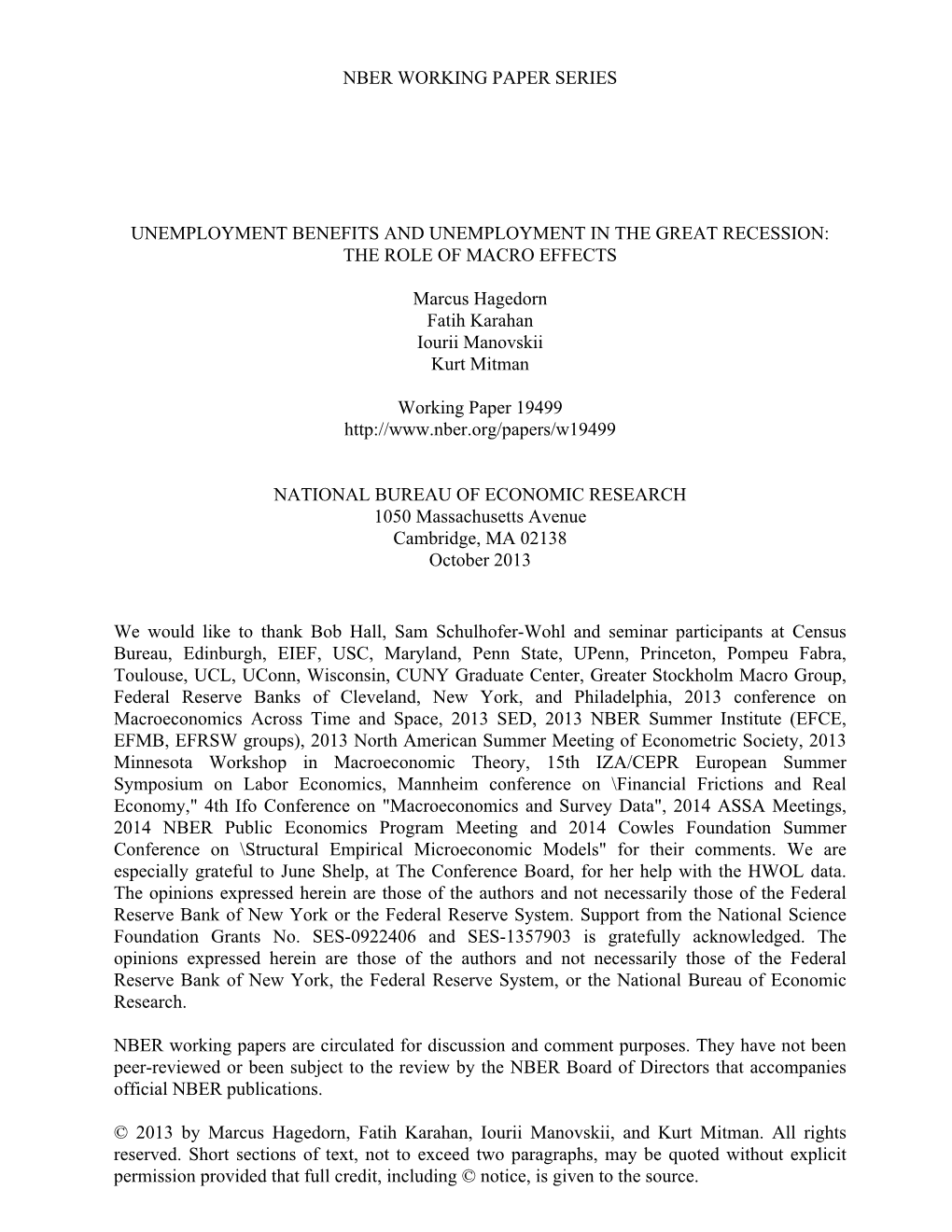 Unemployment Benefits and Unemployment in the Great Recession: the Role of Macro Effects