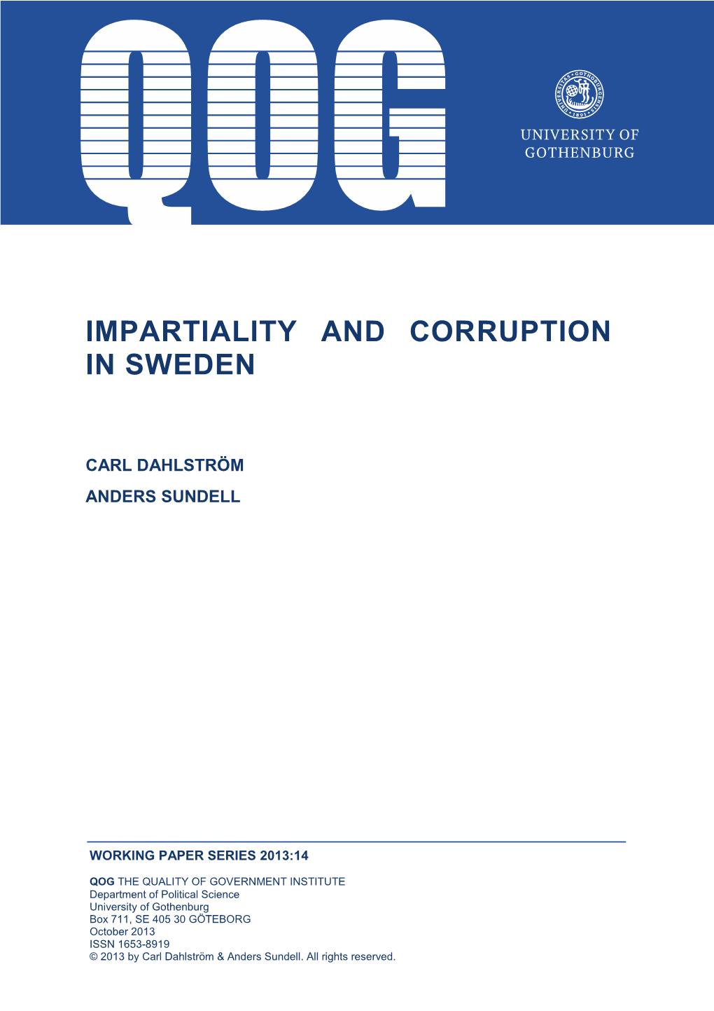 Impartiality and Corruption in Sweden
