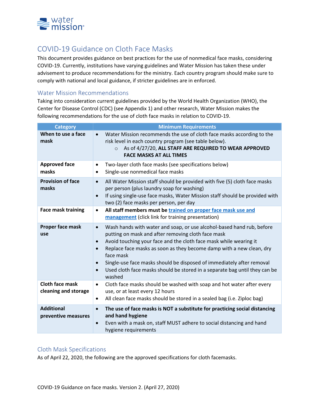 COVID-19 Guidance on Cloth Face Masks This Document Provides Guidance on Best Practices for the Use of Nonmedical Face Masks, Considering COVID-19