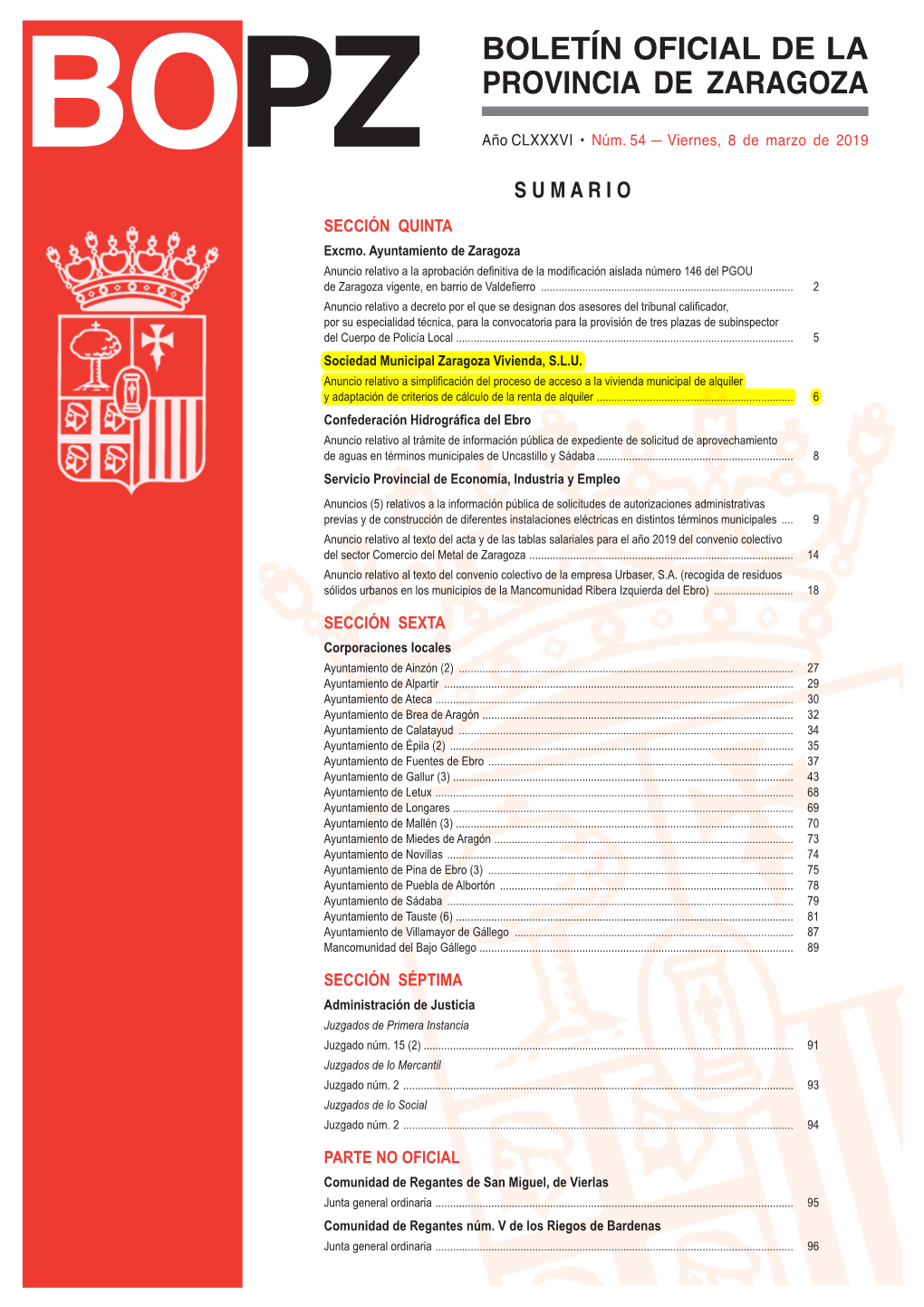 Boletín Oficial De La Provincia De Zaragoza