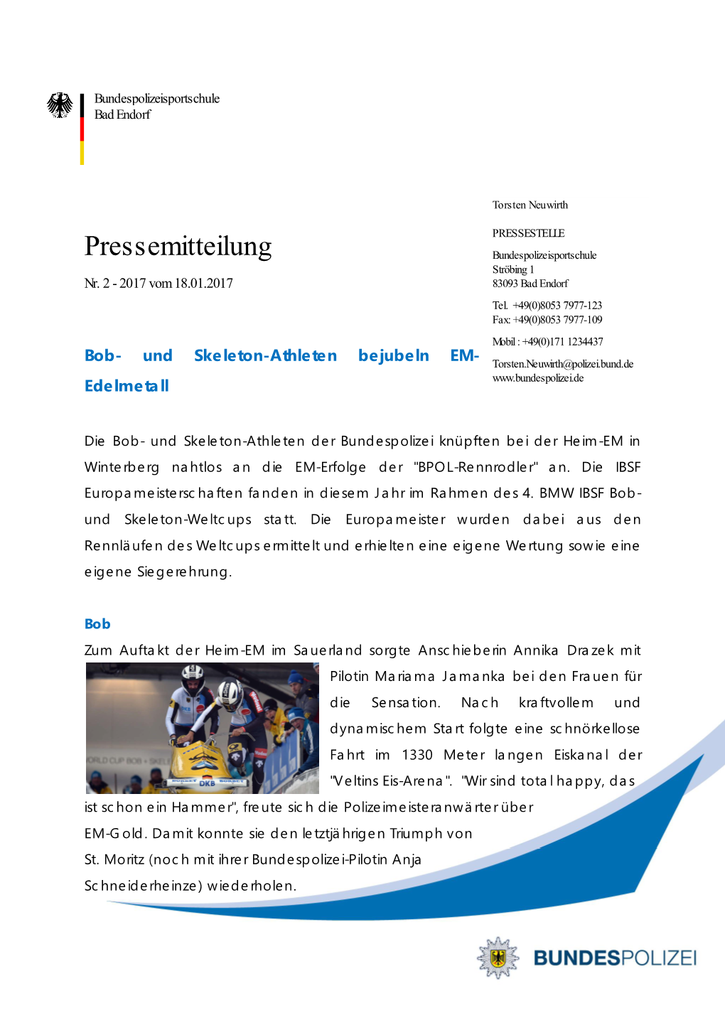 Pressemitteilung Bundespolizeisportschule Ströbing 1 Nr