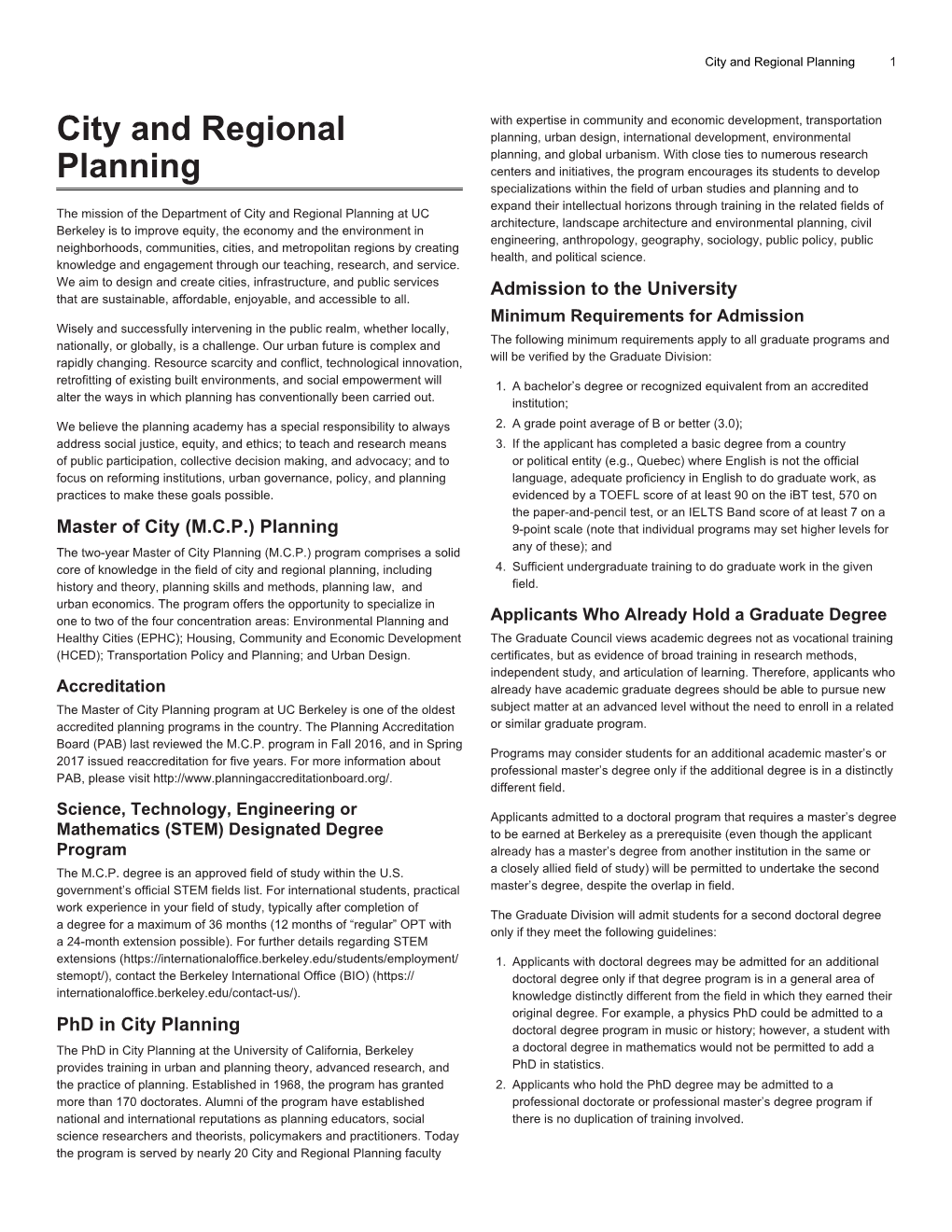 City and Regional Planning 1