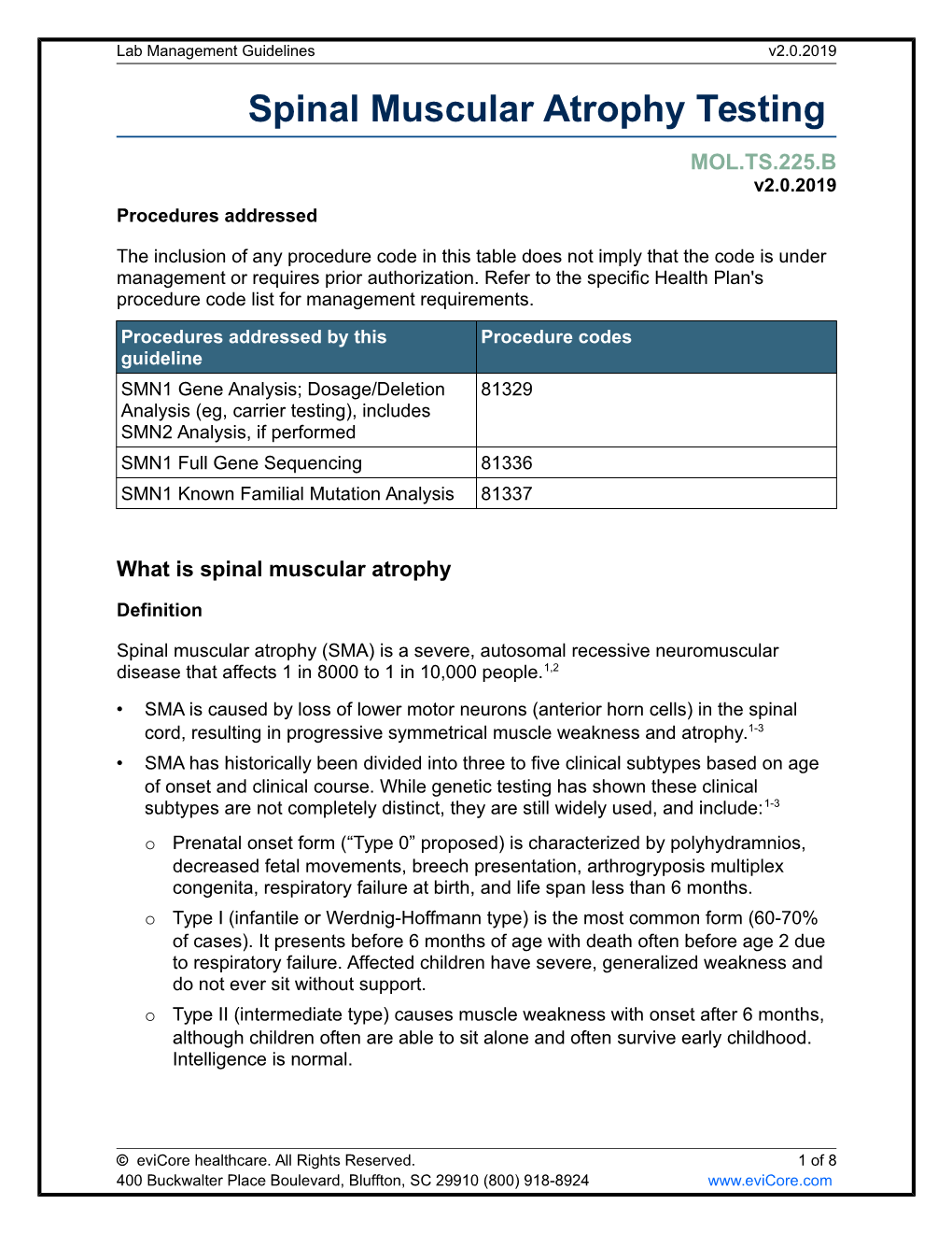 Spinal Muscular Atrophy Testing