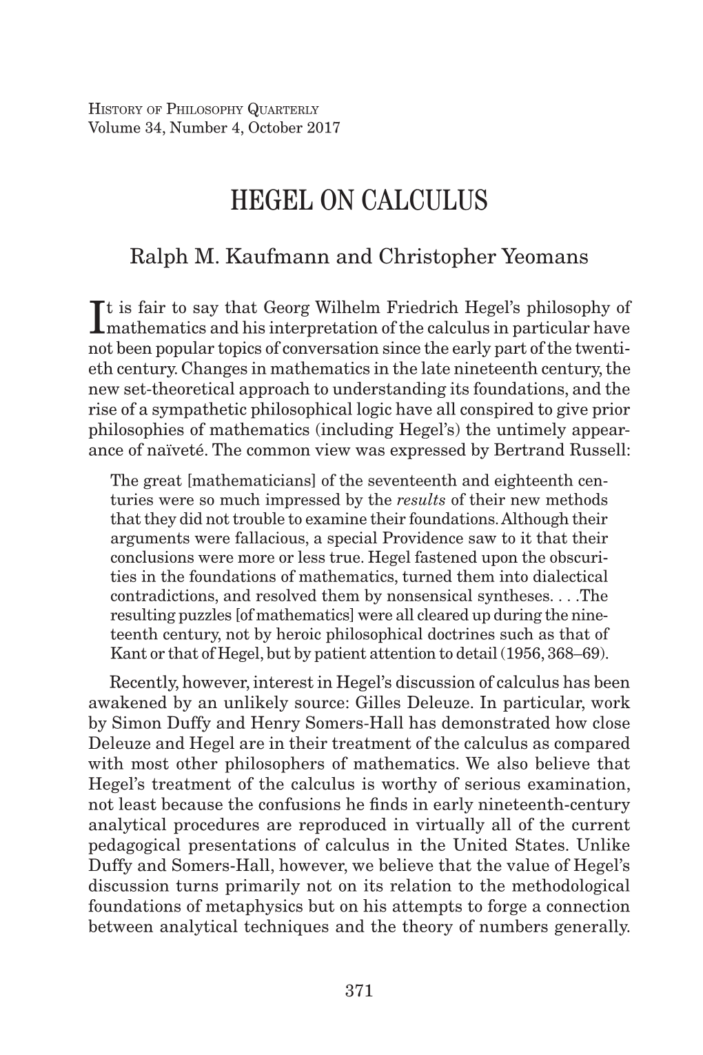 Hegel on Calculus