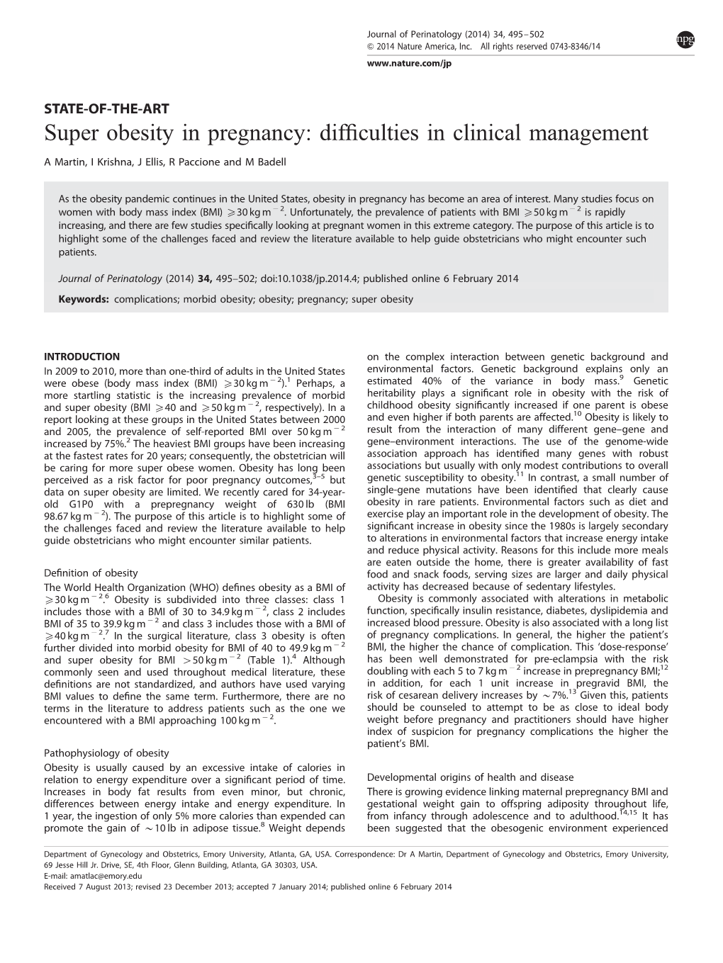 Super Obesity in Pregnancy: Difficulties in Clinical Management