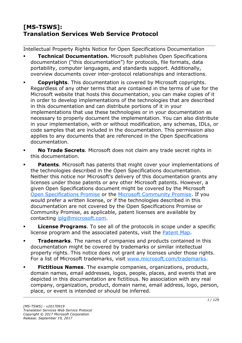 Translation Services Web Service Protocol