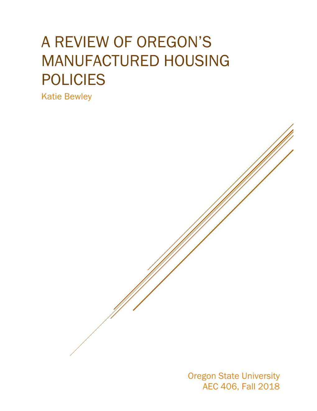 A Review of Oregon's Manufactured Housing Policies