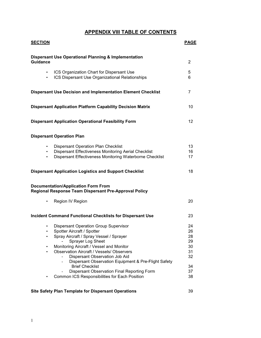 Dispersant Use Operational Planning & Implementation Guidance 2