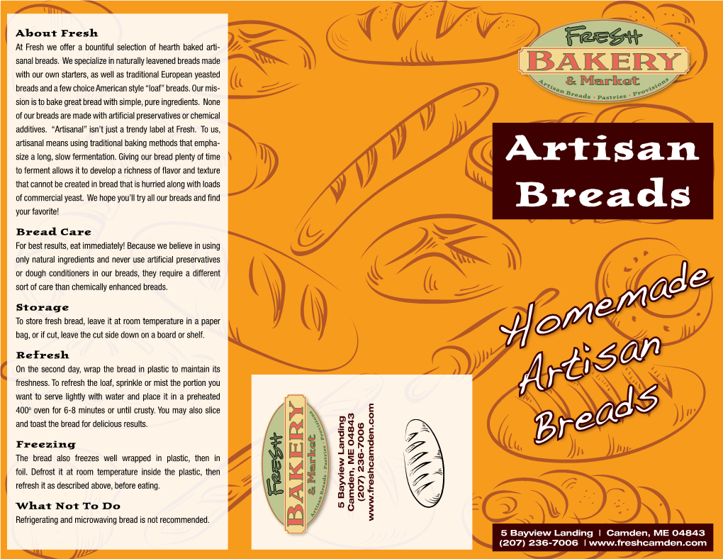 Artisan Breads Menu