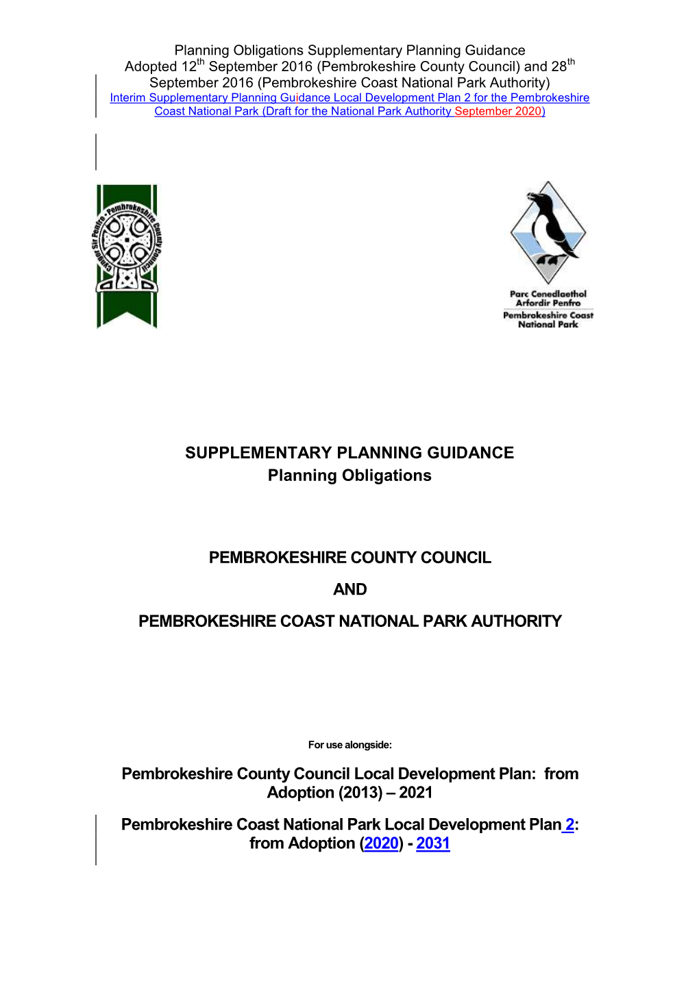 Pembrokeshire County Council Local Development Plan