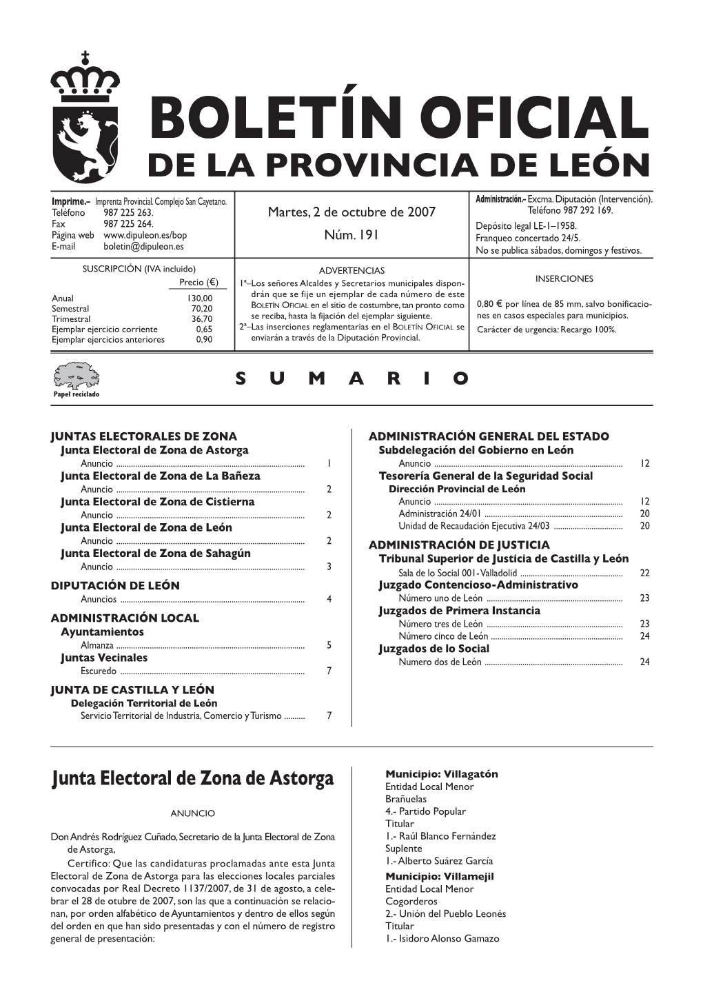 Boletín Oficial De La Provincia De León