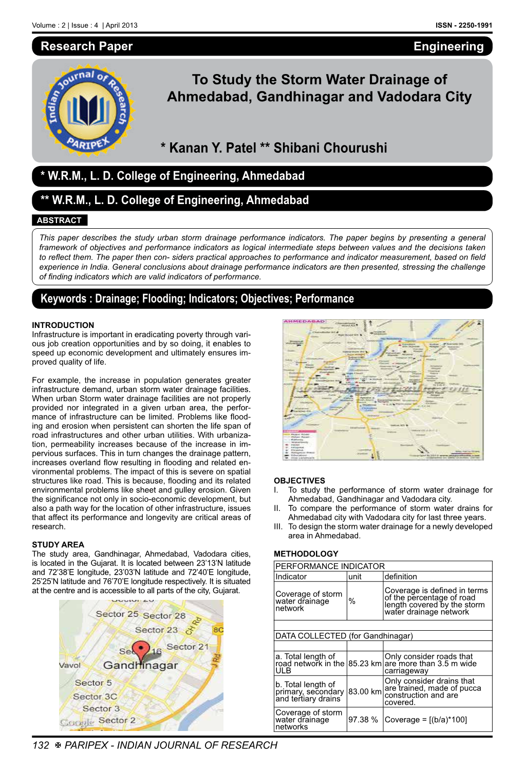 To Study the Storm Water Drainage of Ahmedabad, Gandhinagar and Vadodara City