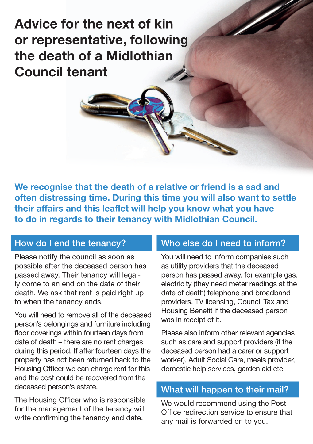 Advice Following Death of a Midlothian Council Tenant