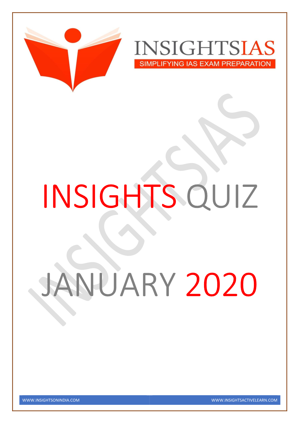 Insights January 2020 Current Affairs Quiz Compilation