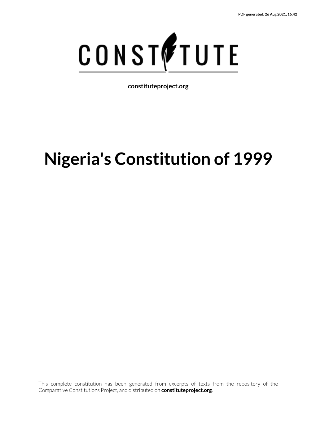 Nigeria's Constitution of 1999