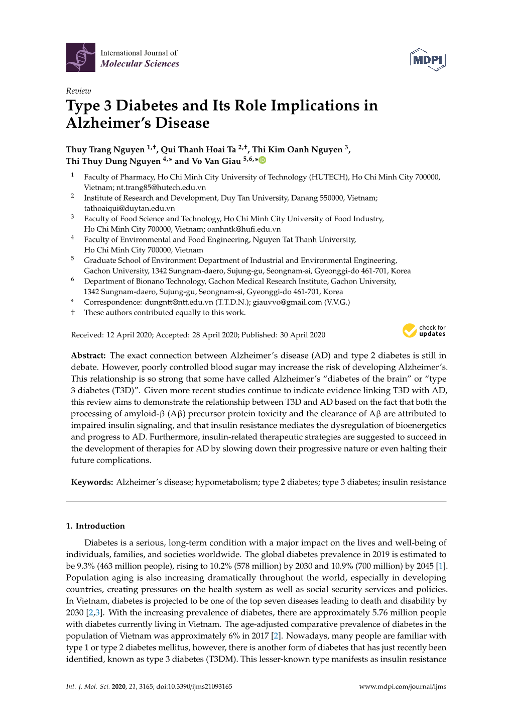 Type 3 Diabetes and Its Role Implications in Alzheimer's Disease