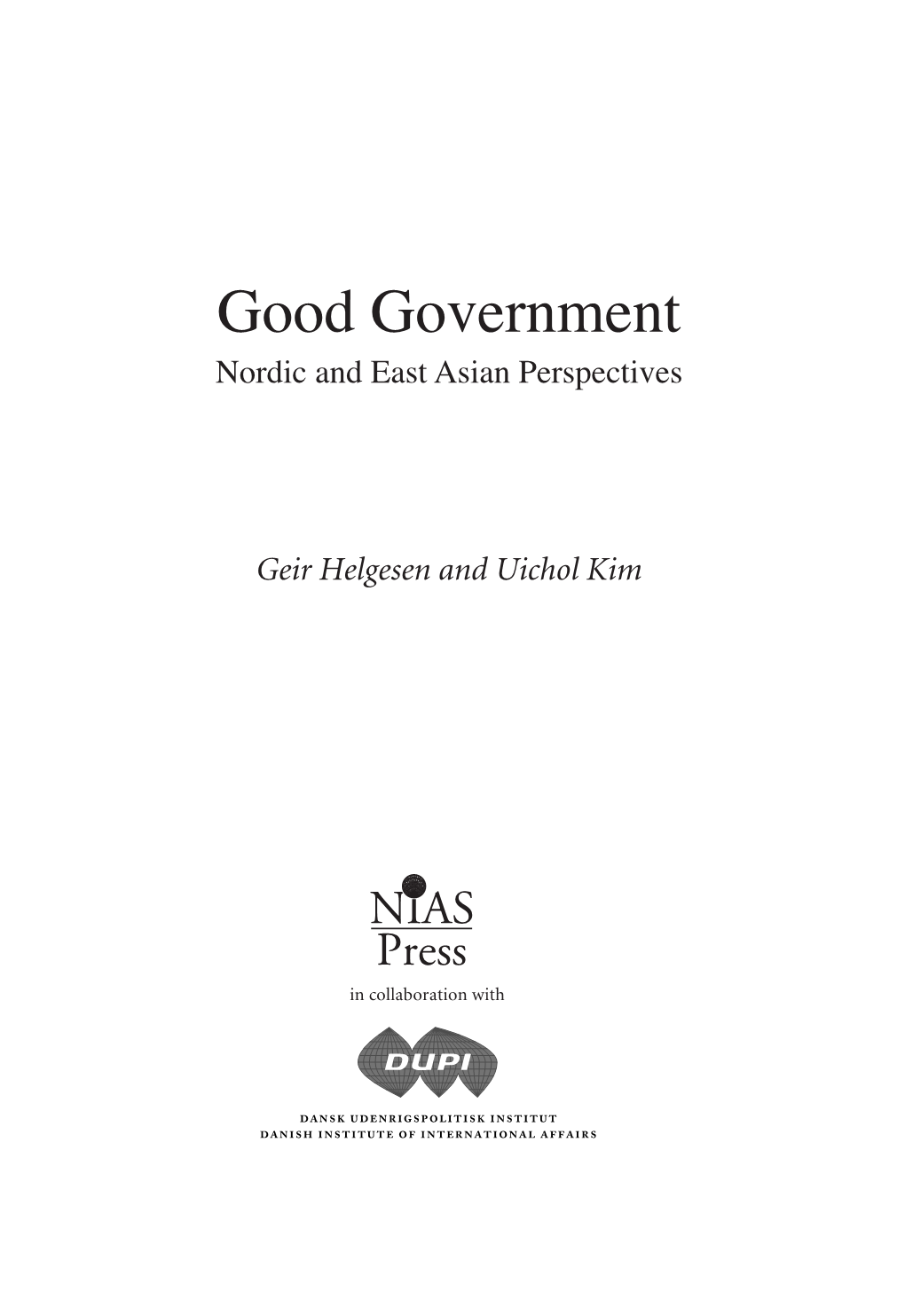 Good Government Nordic and East Asian Perspectives