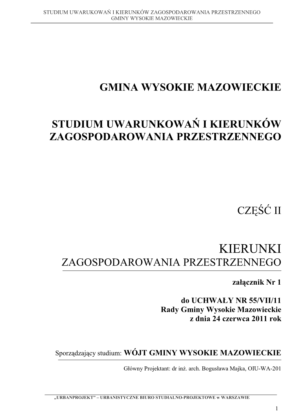 Gmina Wysokie Mazowieckie Studium Uwarunkowań I Kierunków