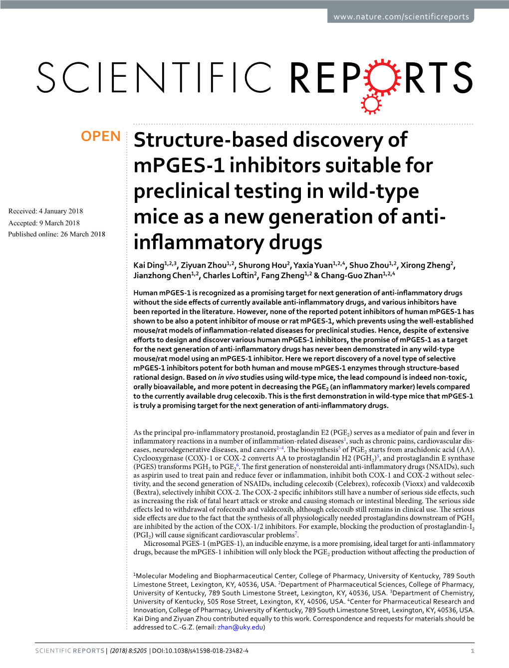 Structure-Based Discovery of Mpges-1 Inhibitors Suitable For