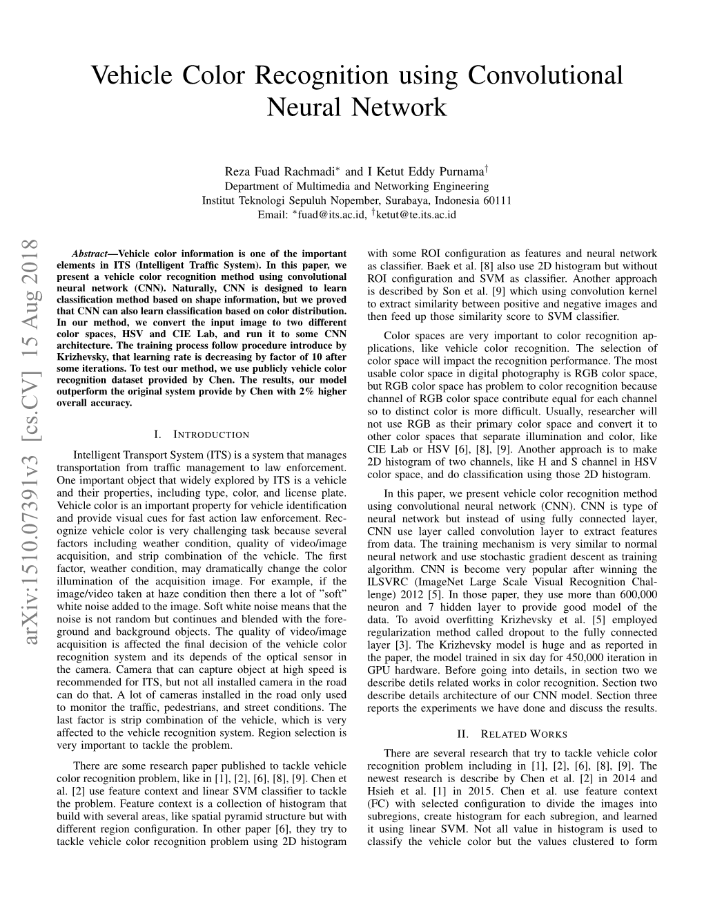 Vehicle Color Recognition Using Convolutional Neural Network