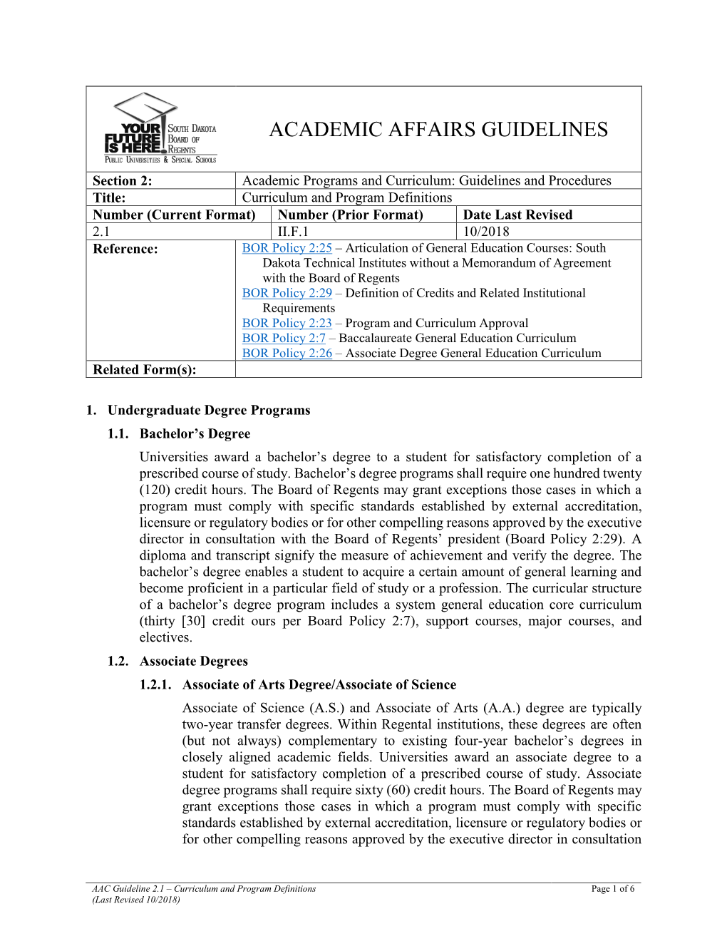 Academic Affairs Guidelines