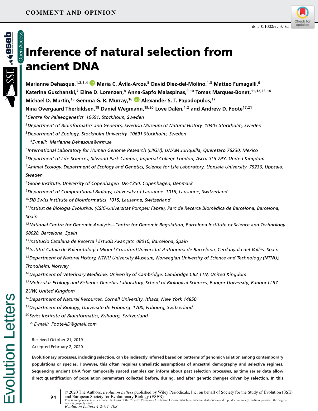 Inference of Natural Selection from Ancient DNA