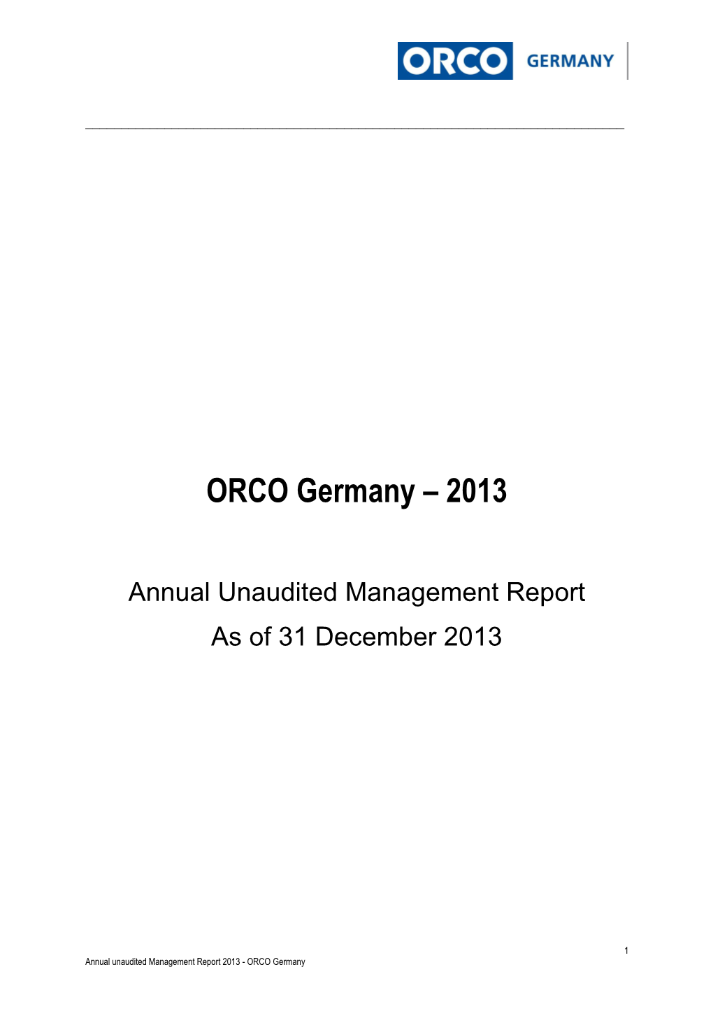 ORCO Germany – 2013