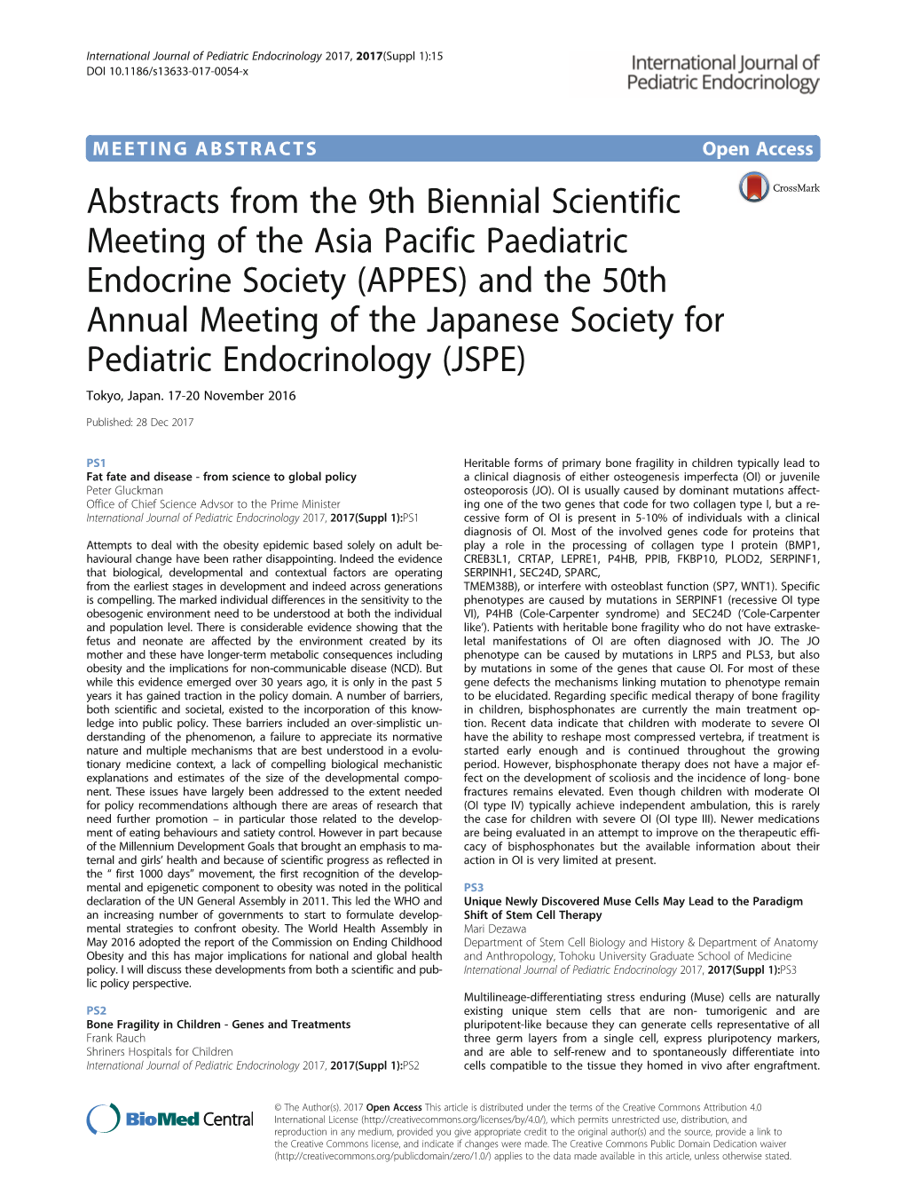 Abstracts from the 9Th Biennial Scientific Meeting of The