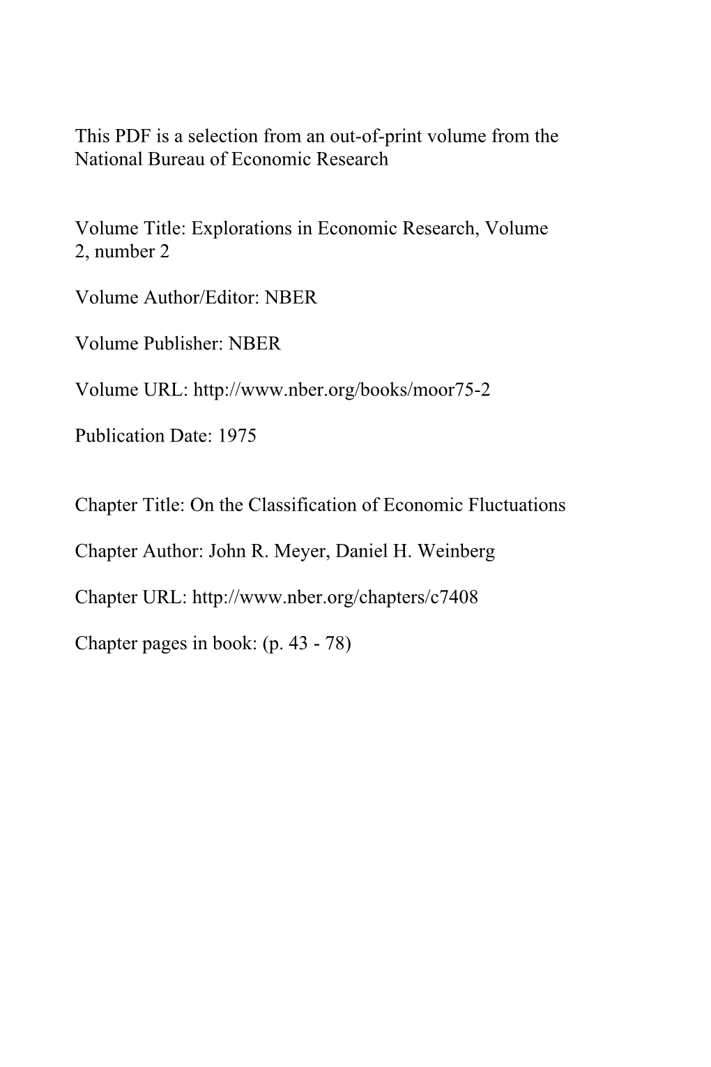 On the Classification of Economic Fluctuations