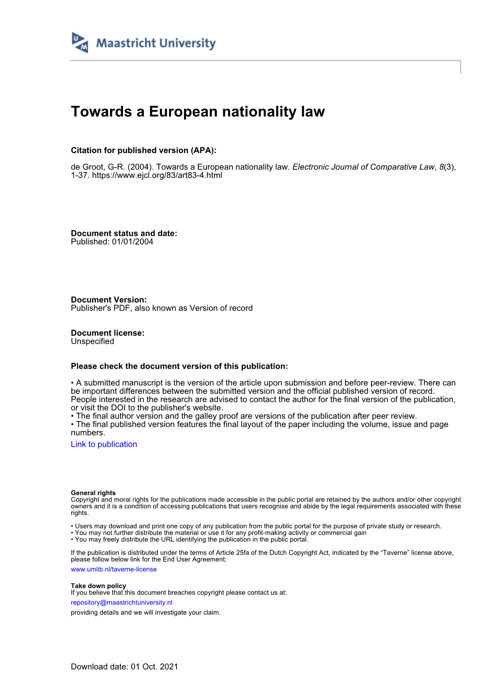 Towards a European Nationality Law