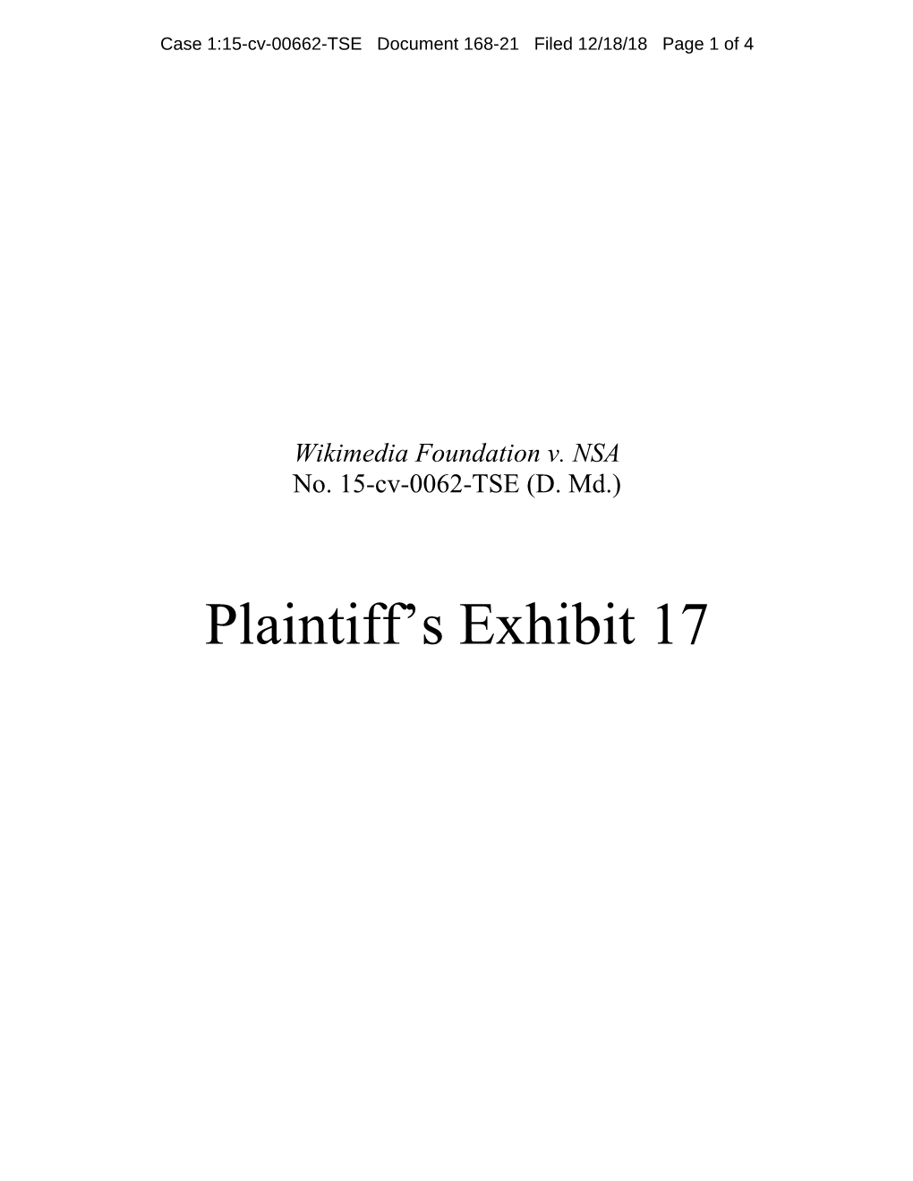 Plaintiff's Exhibit 17