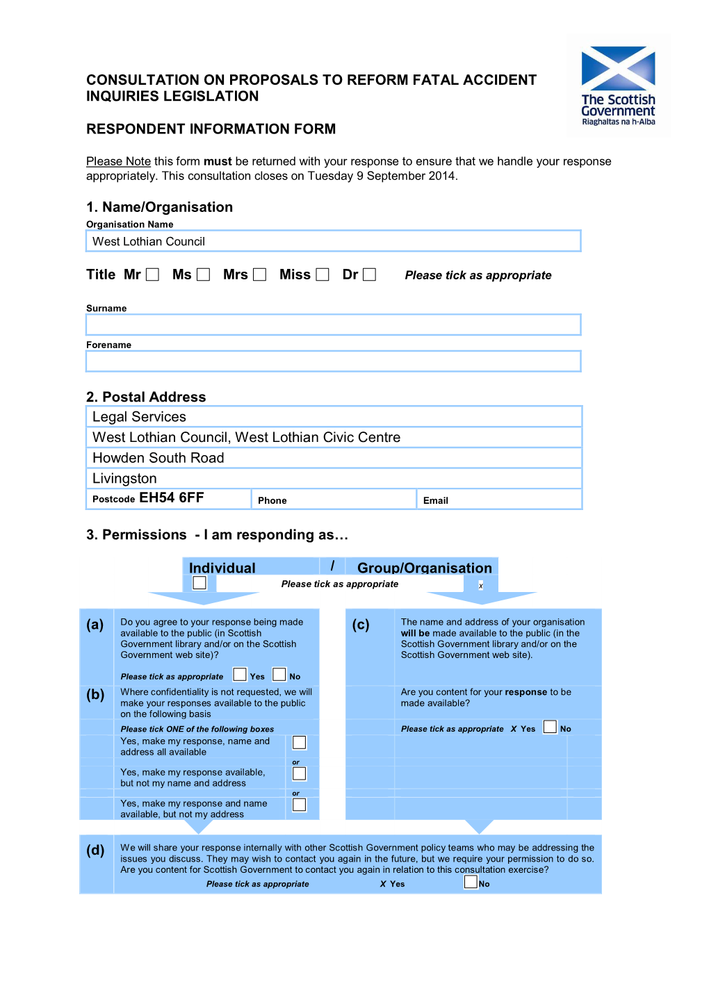 Consultation on Proposals to Reform Fatal Accident Inquiries Legislation