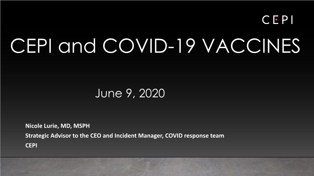 CEPI and COVID-19 VACCINES