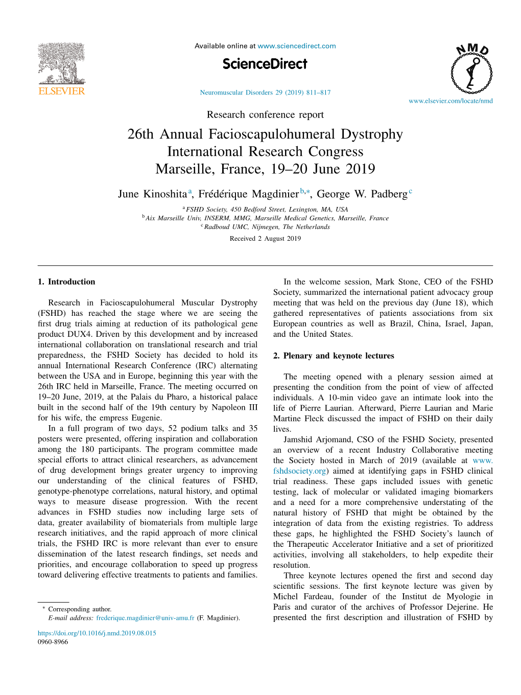 Neuromuscular Disease Journal Article on IRC 2019