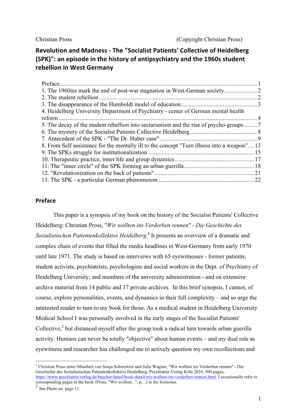 Socialist Patients' Collective of Heidelberg (SPK)": an Episode in the History of Antipsychiatry and the 1960S Student Rebellion in West Germany