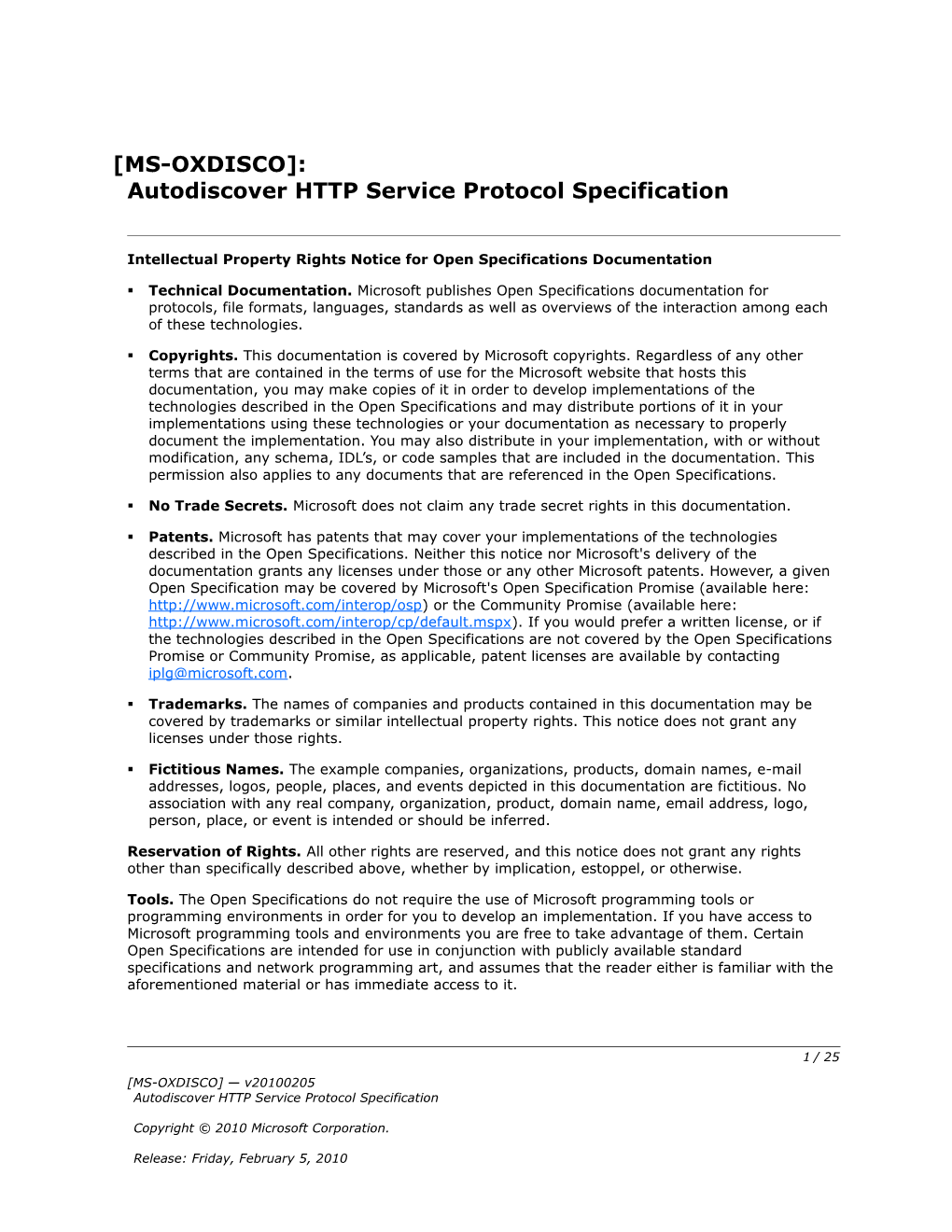 Intellectual Property Rights Notice for Open Specifications Documentation s43