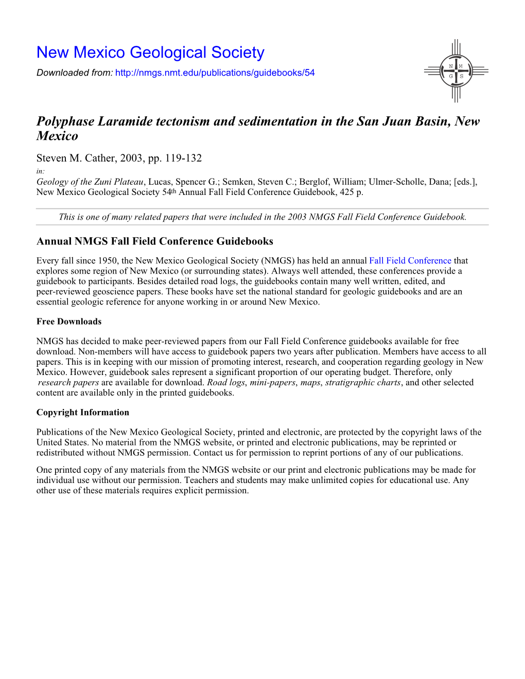 Polyphase Laramide Tectonism and Sedimentation in the San Juan Basin, New Mexico Steven M