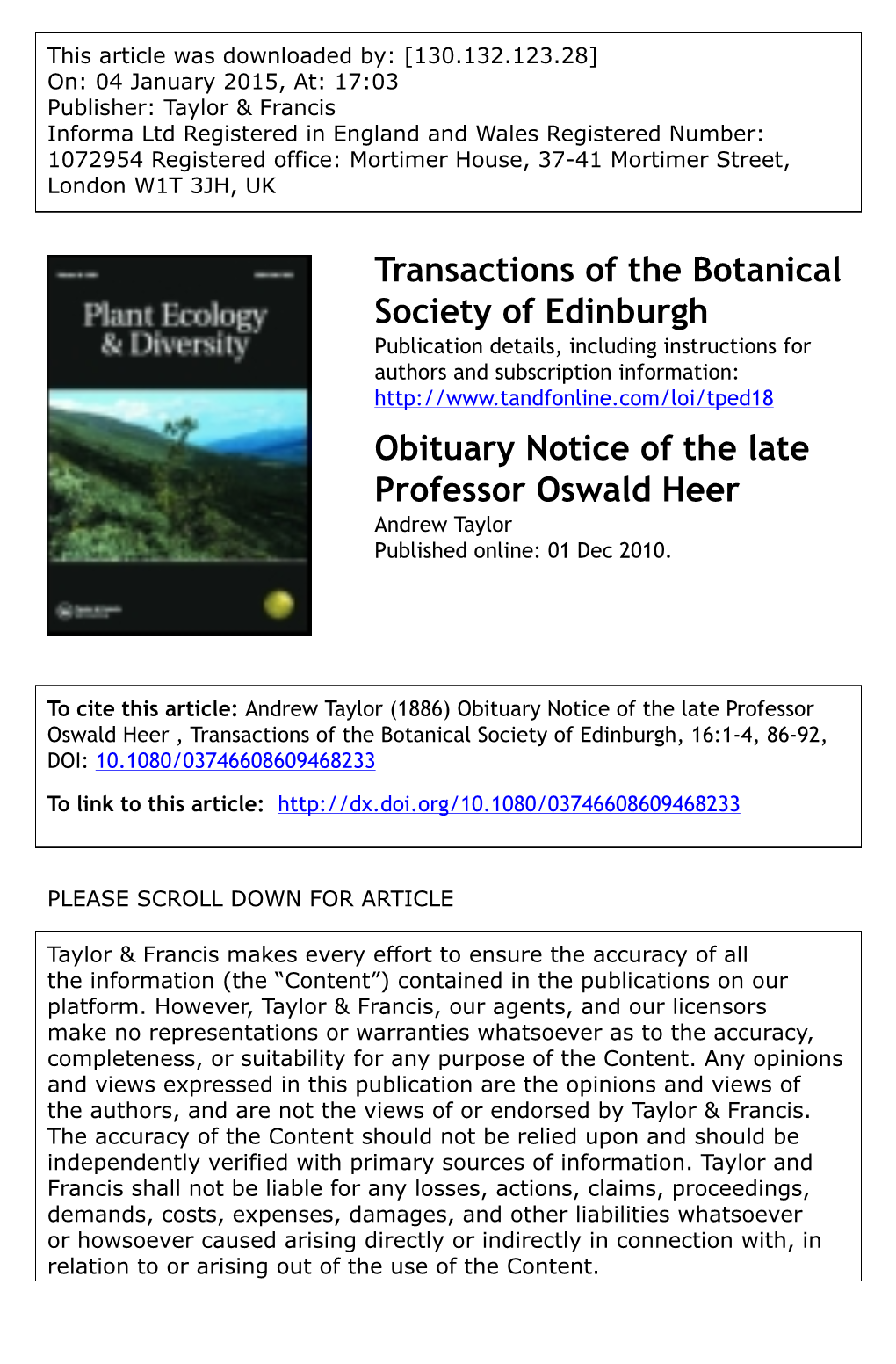 Transactions of the Botanical Society of Edinburgh