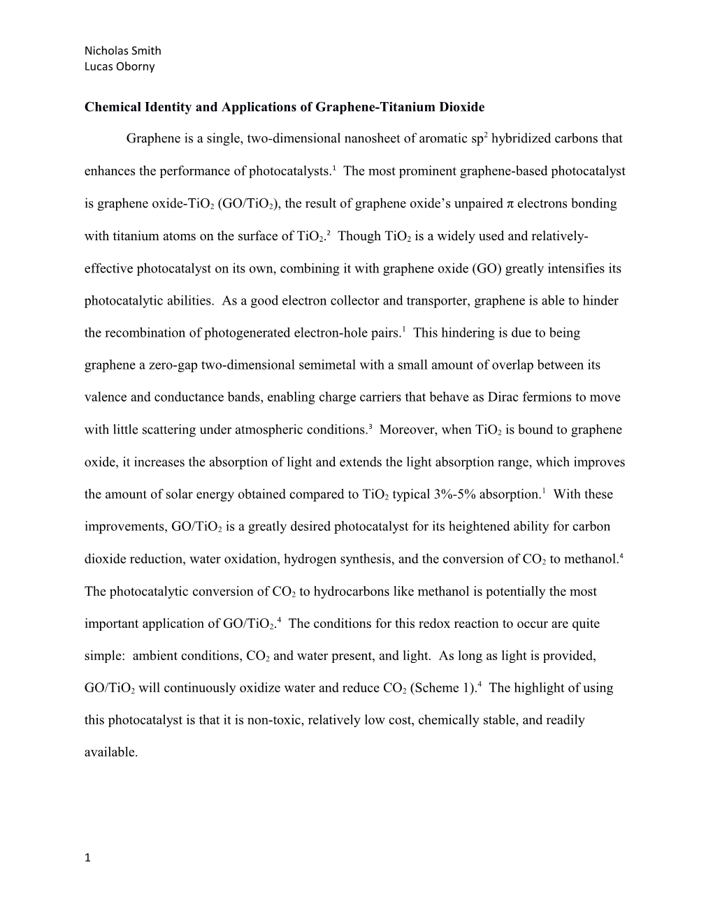 Chemical Identity and Applications of Graphene-Titanium Dioxide