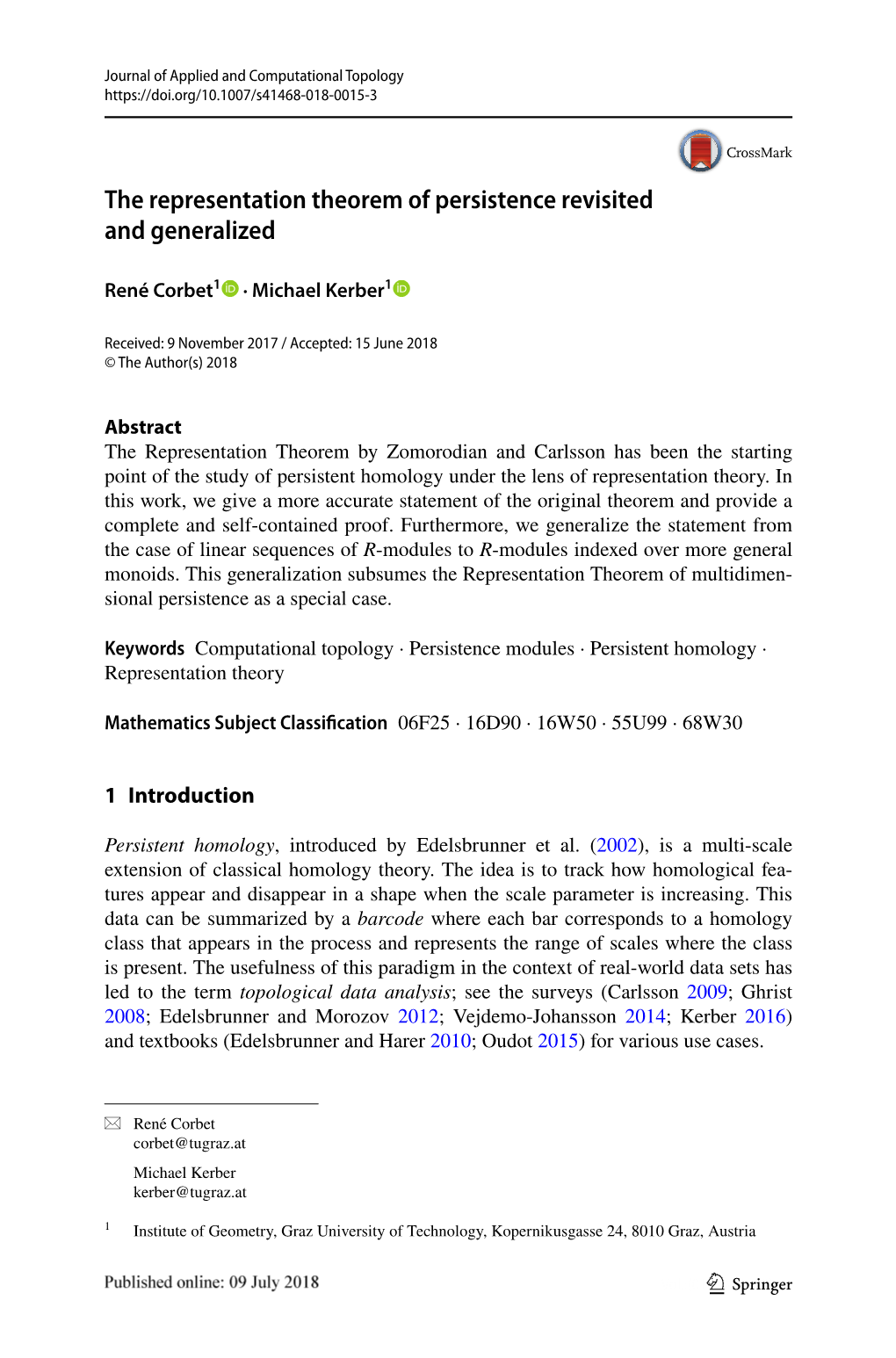 The Representation Theorem of Persistence Revisited and Generalized