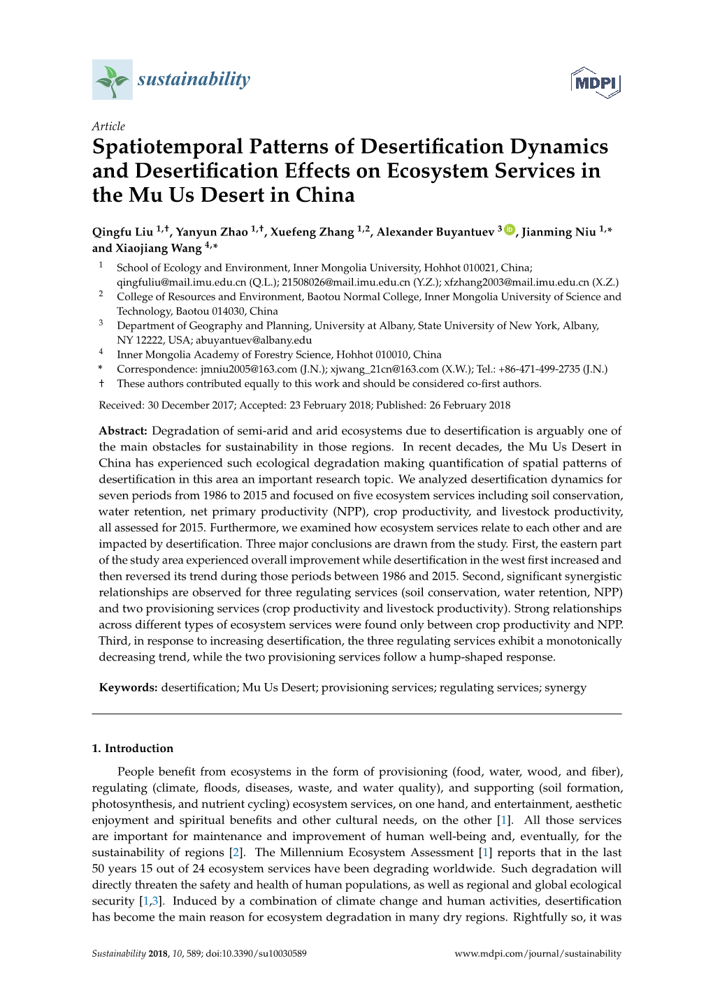 Spatiotemporal Patterns of Desertification Dynamics And