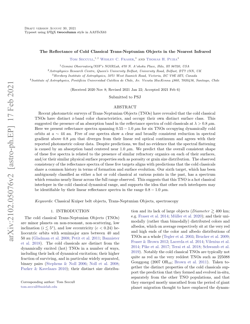 Arxiv:2102.05076V2 [Astro-Ph.EP] 17 Feb 2021 Et Al