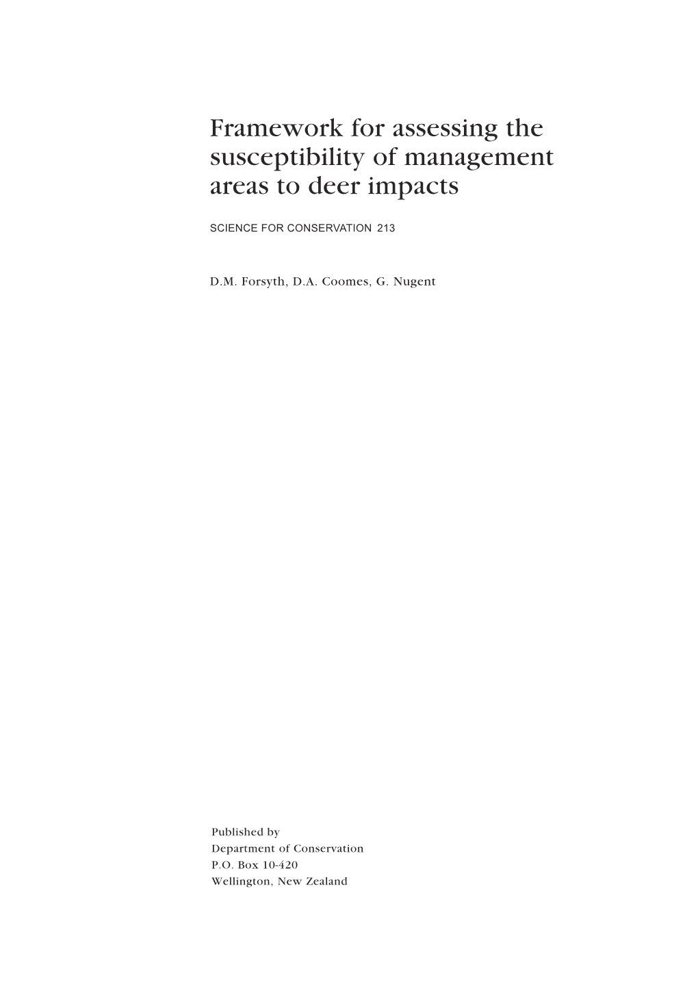 Framework for Assessing the Susceptibility of Management Areas to Deer Impacts