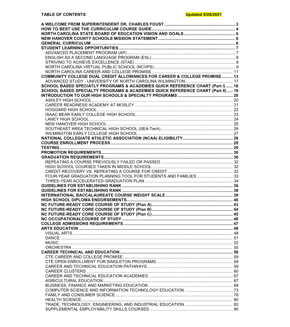 Curriculum Course Guide 2021-2022